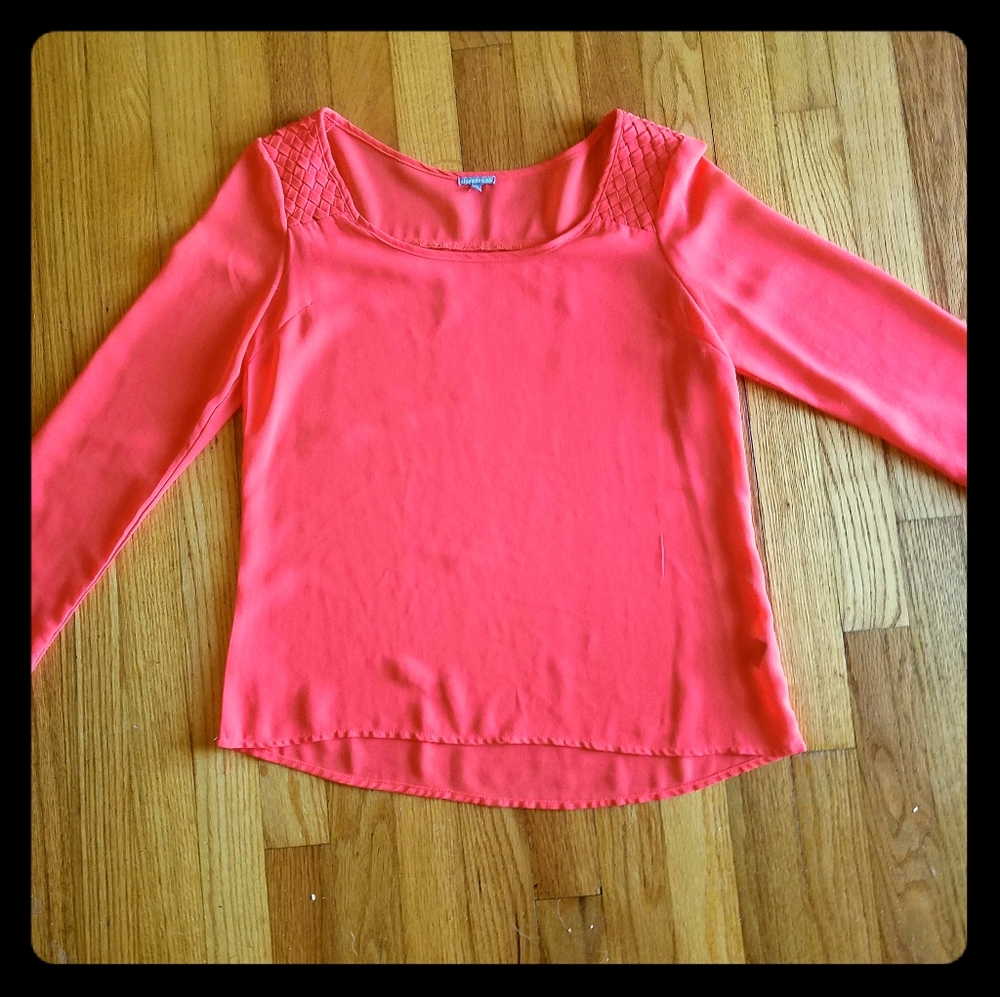 Red/orange sheer long sleeve top